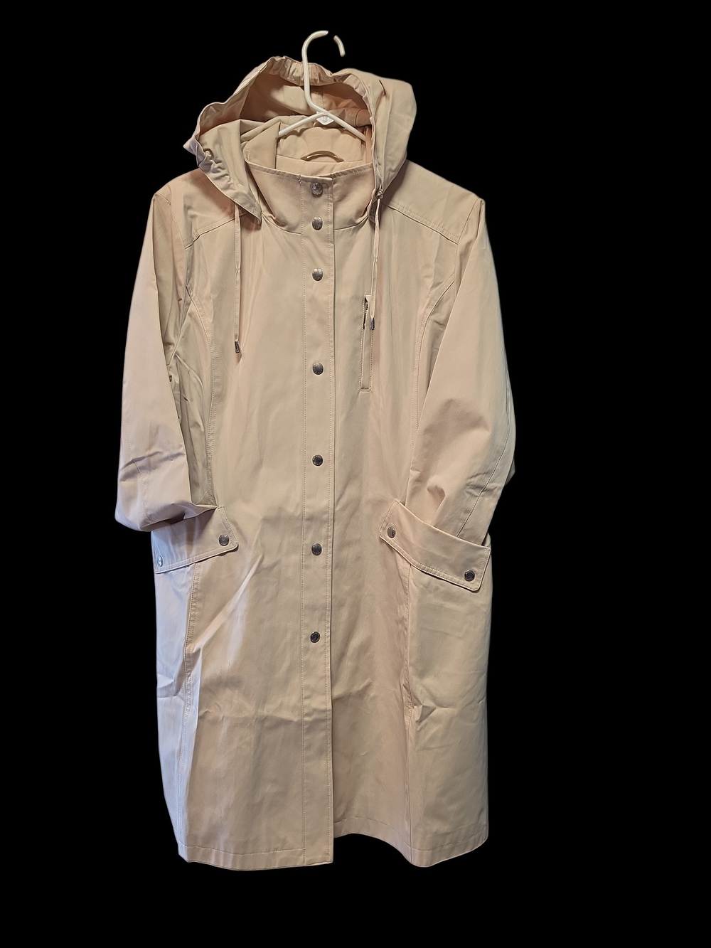 Michael Kors long water-resistant hoodLight Beige Hooded Raincoat.